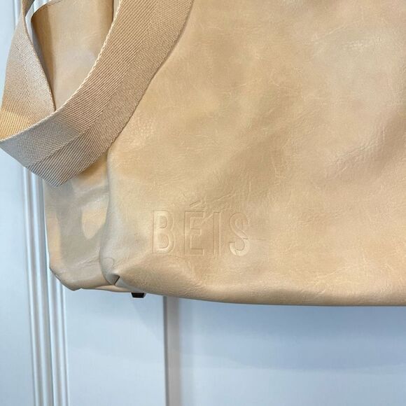 Beis The Baby Bag in Beige Buffalo Trim Vegan Leather 5 Pockets Gold Hardware - Picture 6 of 15